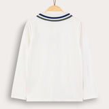 Boy's shirt with crochet square - R-sleeve - white