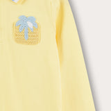 Boy's shirt with crochet square - R-sleeve - yellow