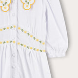 Linen dress with floral embroidery - yellow