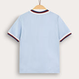 Crocheted square shirt - S/K - Blue