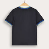 Crochet square shirt - S/K - Navy