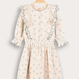 Floral dress with frosted embroidery - red