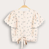 Shirt with a tie-back detail - frozen blue