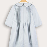 Pleated dress with a designed collar - light blue