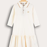 Polo dress with collar - cream