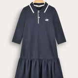 Polo dress with collar - Navy