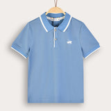 Polo shirt with collar - blue