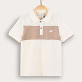 Color Block Polo Shirt - Cream