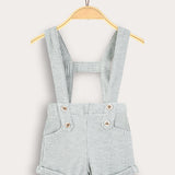 Waffle pants with suspenders - light blue