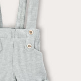 Waffle pants with suspenders - light blue
