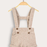 Waffle pants with suspenders - beige