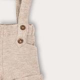 Waffle pants with suspenders - beige