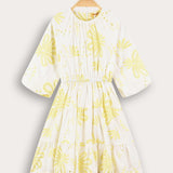 Floral dress with wide sleeves - yellow