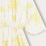 Floral dress with wide sleeves - yellow
