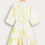 Floral dress with wide sleeves - yellow