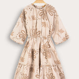 Floral dress with wide sleeves - beige
