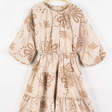 Floral dress with wide sleeves - beige