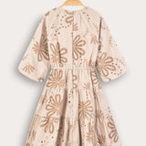 Floral dress with wide sleeves - beige
