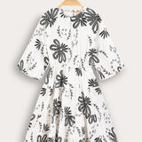 Floral dress with wide sleeves - black