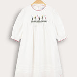 Gathered dress with wave ending - cream
