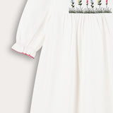Gathered dress with wave ending - cream