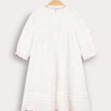 Gathered dress with wave ending - cream
