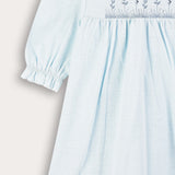 Gathered dress with wave detail - light blue