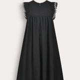 Robe with muslin sleeves - black/white