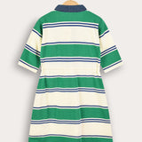 Striped dress with collar - green