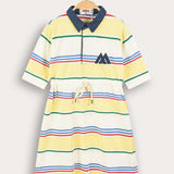 Striped dress with collar - yellow