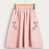 Side embroidery skirt - pink