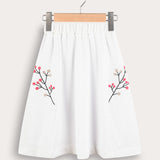 Side embroidery skirt - cream