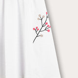 Side embroidery skirt - cream