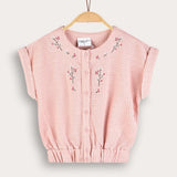 Button-down vest with embroidery - pink