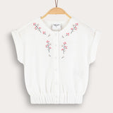 Button vest with embroidery - cream