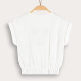 Button vest with embroidery - cream