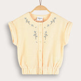 Button-down vest with embroidery - yellow