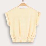 Button-down vest with embroidery - yellow