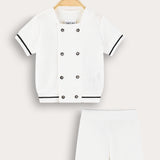 Double Button Baby Set - Cream