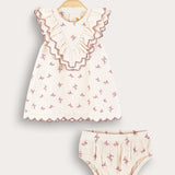 Printed dress with built-in bottoms - pink