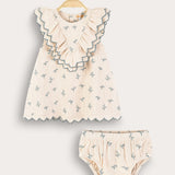 Printed dress with frozen bottom - red
