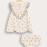 Printed dress with frozen bottom - red