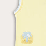 Baby set with crochet square - yellow