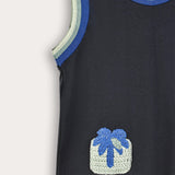 Baby set with crochet square - Navy