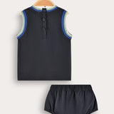 Baby set with crochet square - Navy