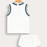 Baby set with crochet square - white