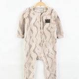 Fleece overalls with zipper - stone