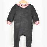 Velvet Babygrow + Frosted Stripe Finish - Black