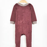 Velvet Sleepsuit + Frozen Striped Finish - Purple