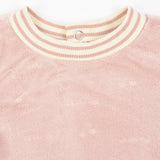 Babygrow velour+frosted stripe finish - pink
